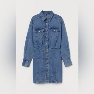 WORN ONCE H&M Denim Button Down Mini Dress Size Medium